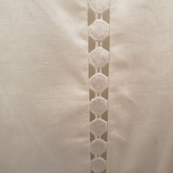 Ann Taylor 10P Sheath Dress White Linen Lace Trim Sleeveless Womens Knee Length - Picture 4 of 8